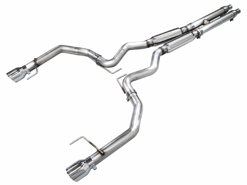 Ford Mustang Performance Exhaust - AWE Tuning - Cat-Back Track - Chrome Silver - 2024+